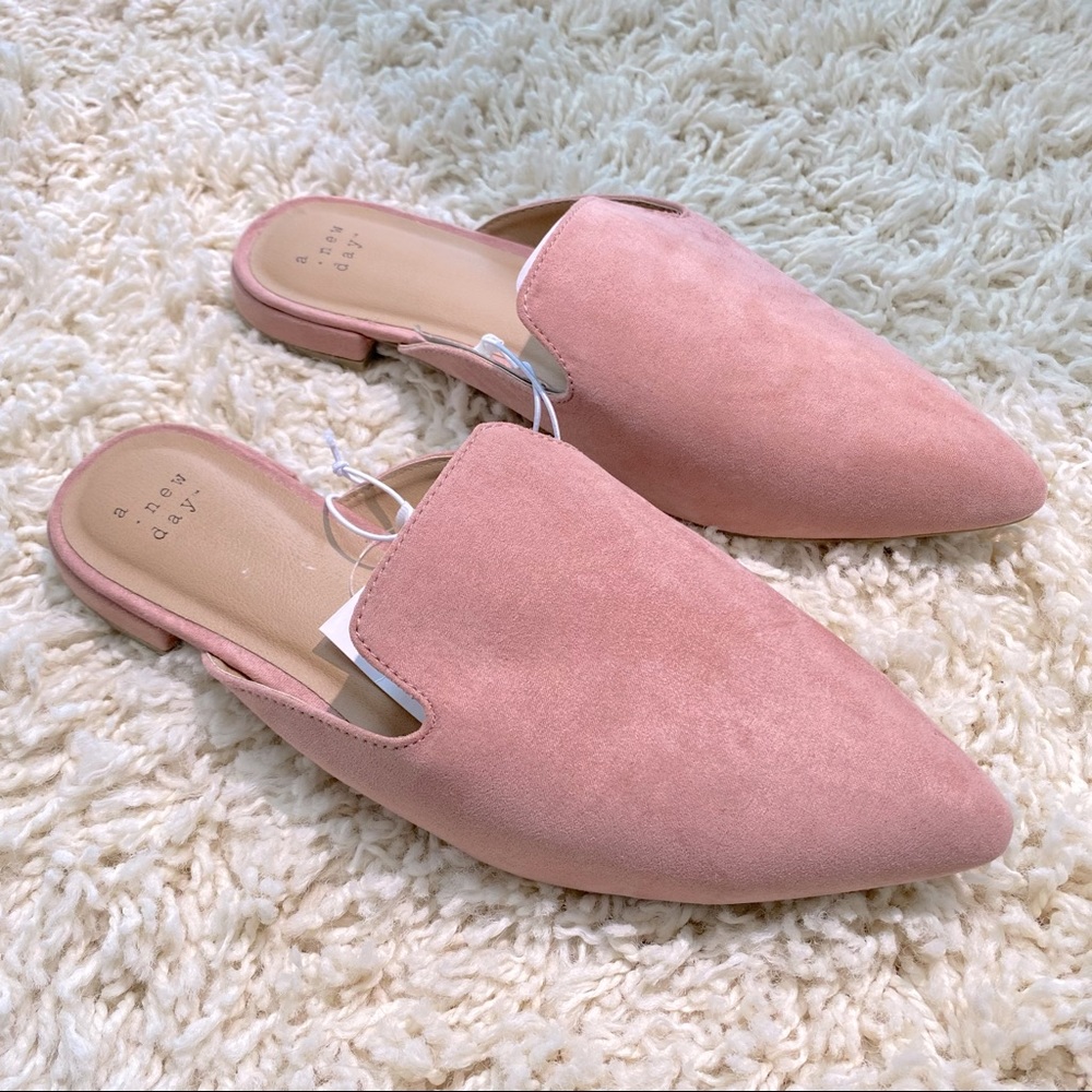 A New Day pink VELMA pointed toe slip on mules